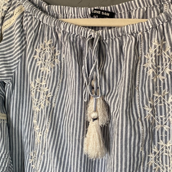 Love Sam Boho Festival Embroidered Ruffle Sleeve  Summer Mini Dress Tunic - Picture 2 of 6